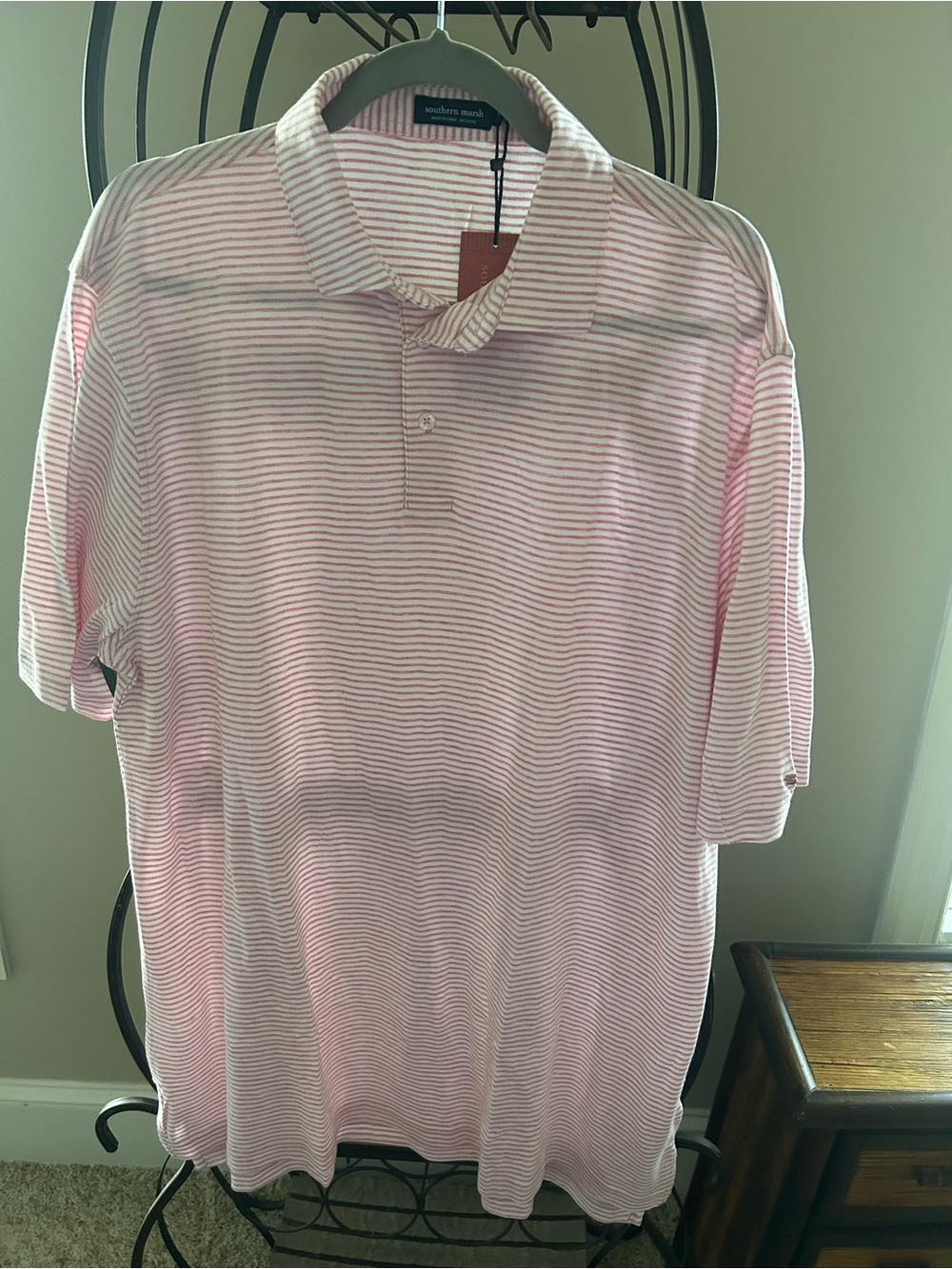 Southern Marsh Men’s Pink & White Striped Polo
